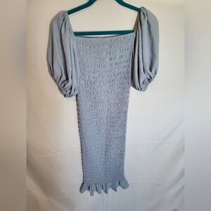 NWT The Vivenne Dress Smocked Maternity Dress Blue Womens S Ruched Bump City